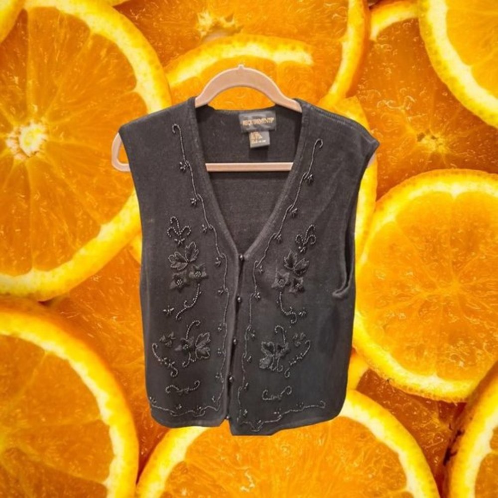 REQUIREMENTS Black Beaded Vest Size Large‎